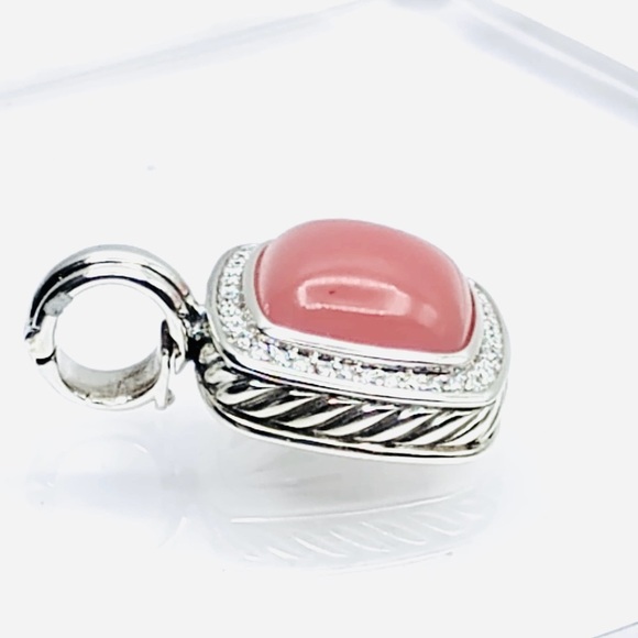 David Yurman Albion 14mm Guava Quartz Diamonds Pendant Enhancer - Picture 6 of 8
